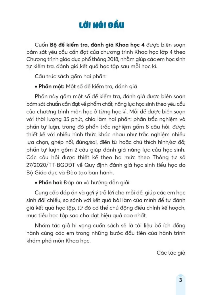 BỘ ĐỀ KIỂM TRA, ĐÁNH GIÁ KHOA HỌC LỚP 4 (Theo chương trình GDPT 2018)